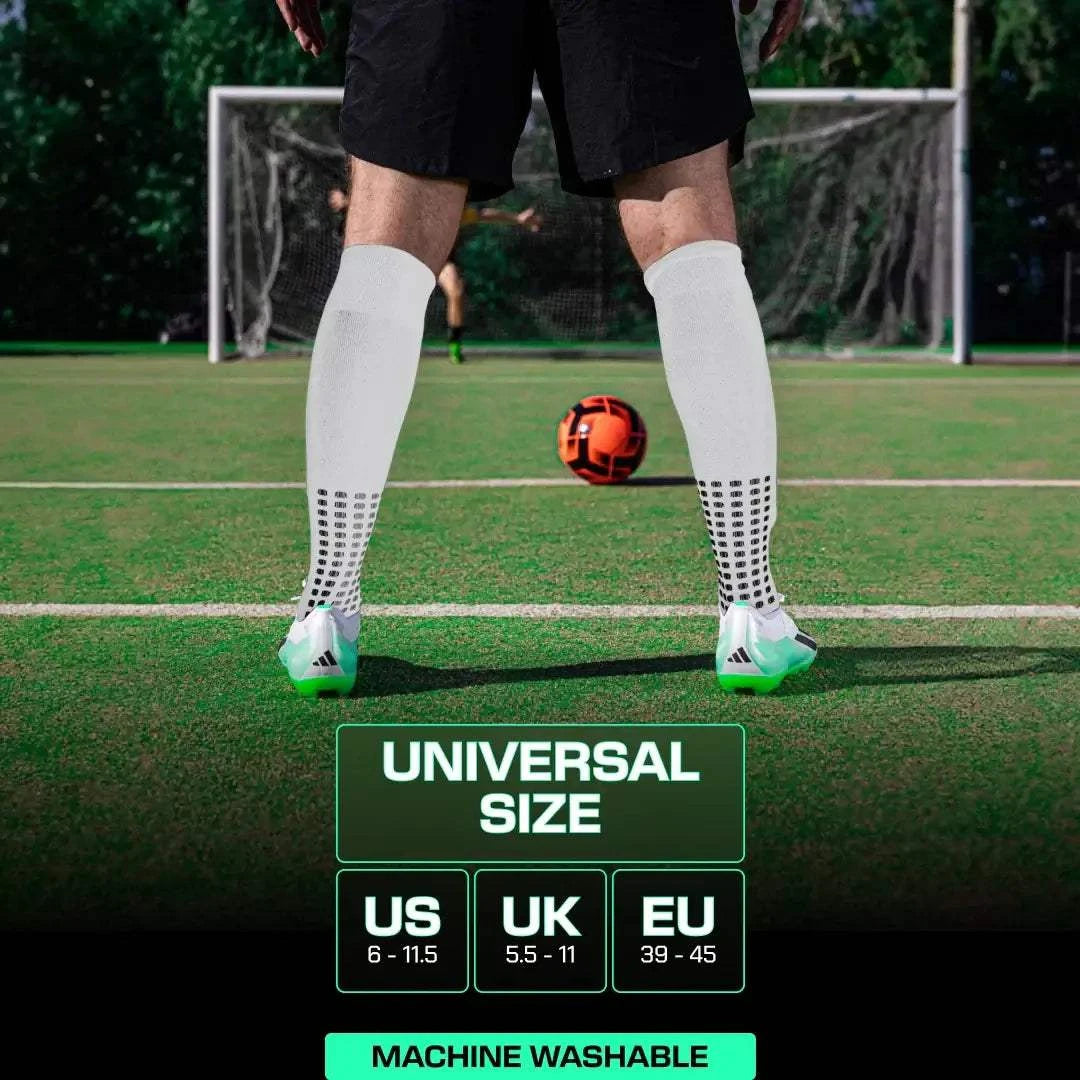 LUX Sports football socks demonstrating superior traction inside football boots
