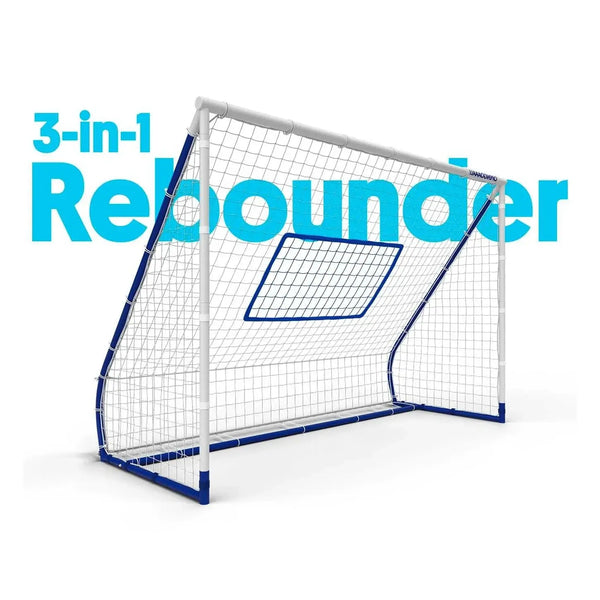 3-in-1 football rebounder with steel frame and durable net for versatile soccer training